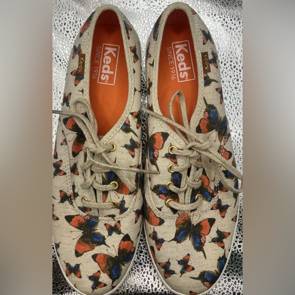 Keds Butterfly Print Sneakers - Cream and Black